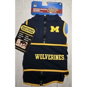 NCAA Michigan Wolverines Dog Anxiety Shirt Calming Soothing Vest MEDIUM Blue